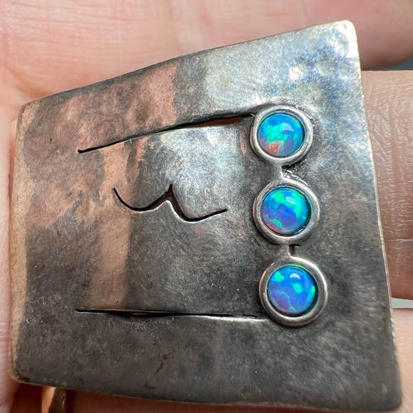 Unique Sterling Silver Pendant with Opals Accents